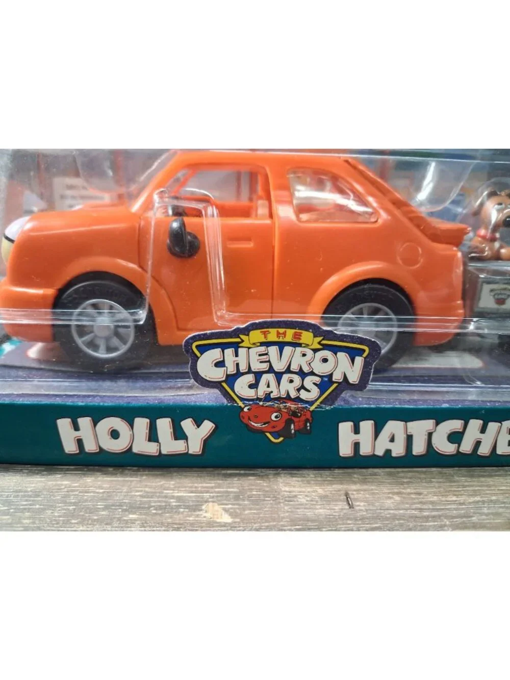 Vtg Chevron Gas Station Orange Car Holly Hatchback Dog at Station Plastic 90's